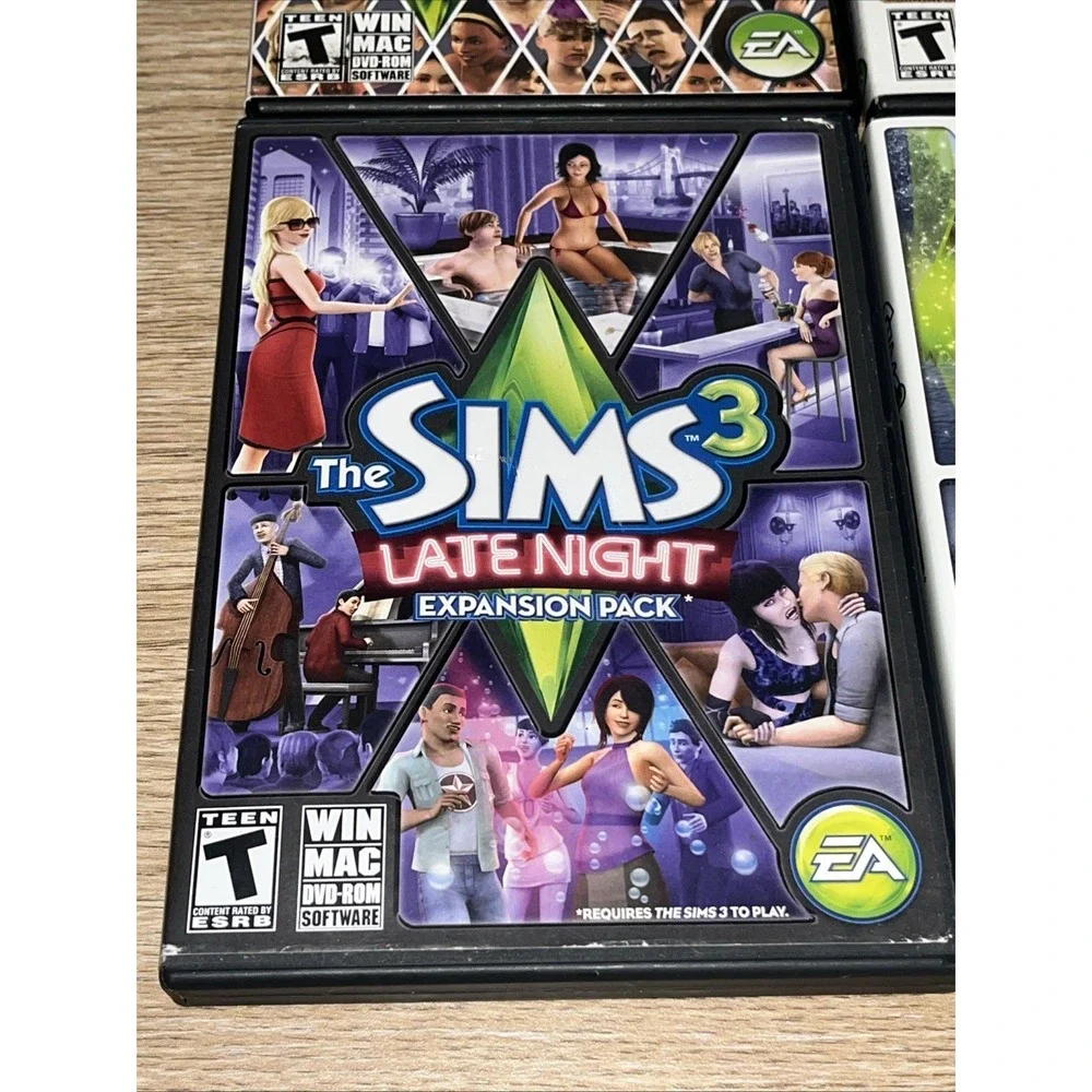 THE SIMS 3 PC Windows Mac Lot of 4 Starter & 3 Expansion Packs Late Night World